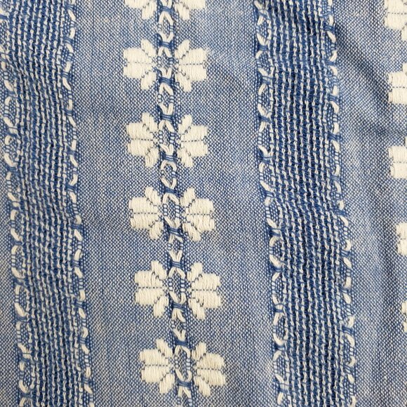 Loft XXS Blue White Embroidery Cotton Women Spring Blouse Top Short Sleeve - Picture 12 of 14